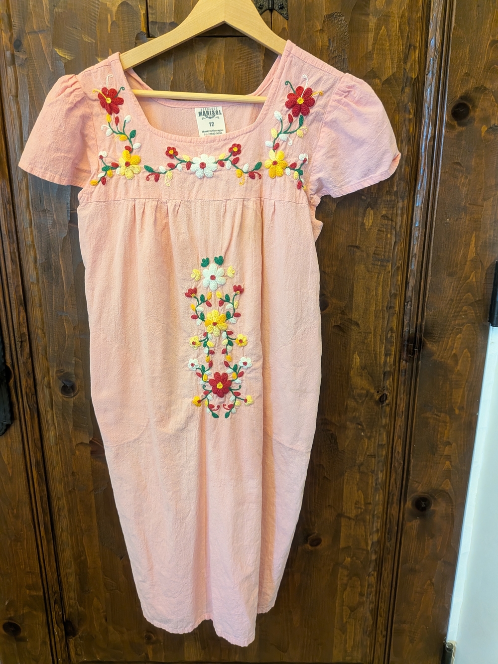 Pink Embroidered Casual Women's Dress